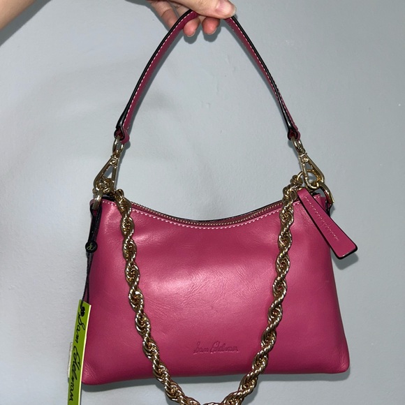 Sam Edelman Pink Leather Shoulder Bag with gold chain detail - Picture 1 of 2
